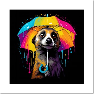 Meerkat Rainy Day With Umbrella Posters and Art